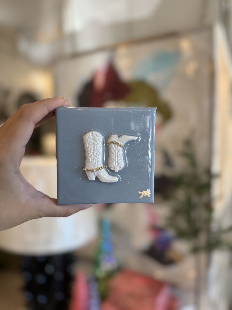 Blue white boots mini canvas