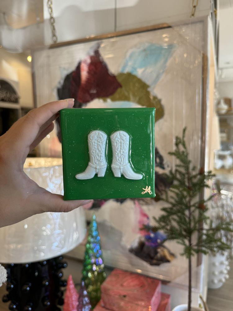 Green white boots mini canvas
