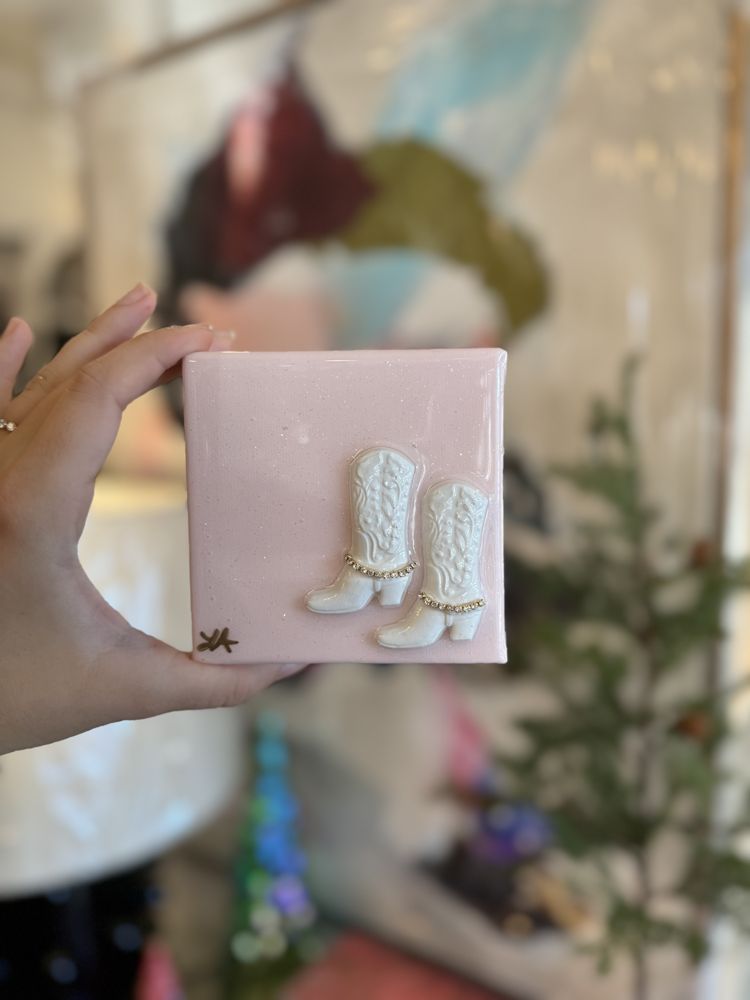 Pink white boots mini canvas