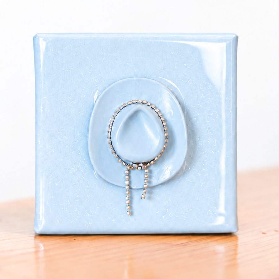 Blue Monochromatic Mini Hat: a 4x4 hand-made mini canvas