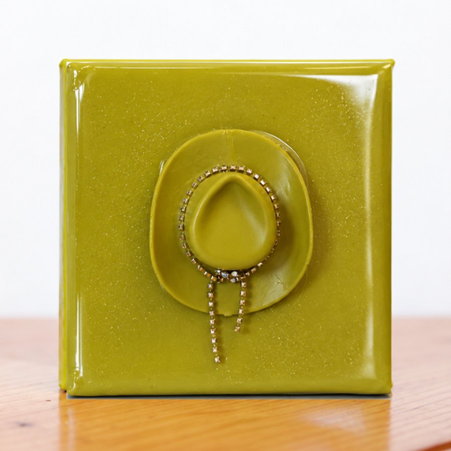 Chartreuse Mini Hat: a 4x4 hand-made mini canvas