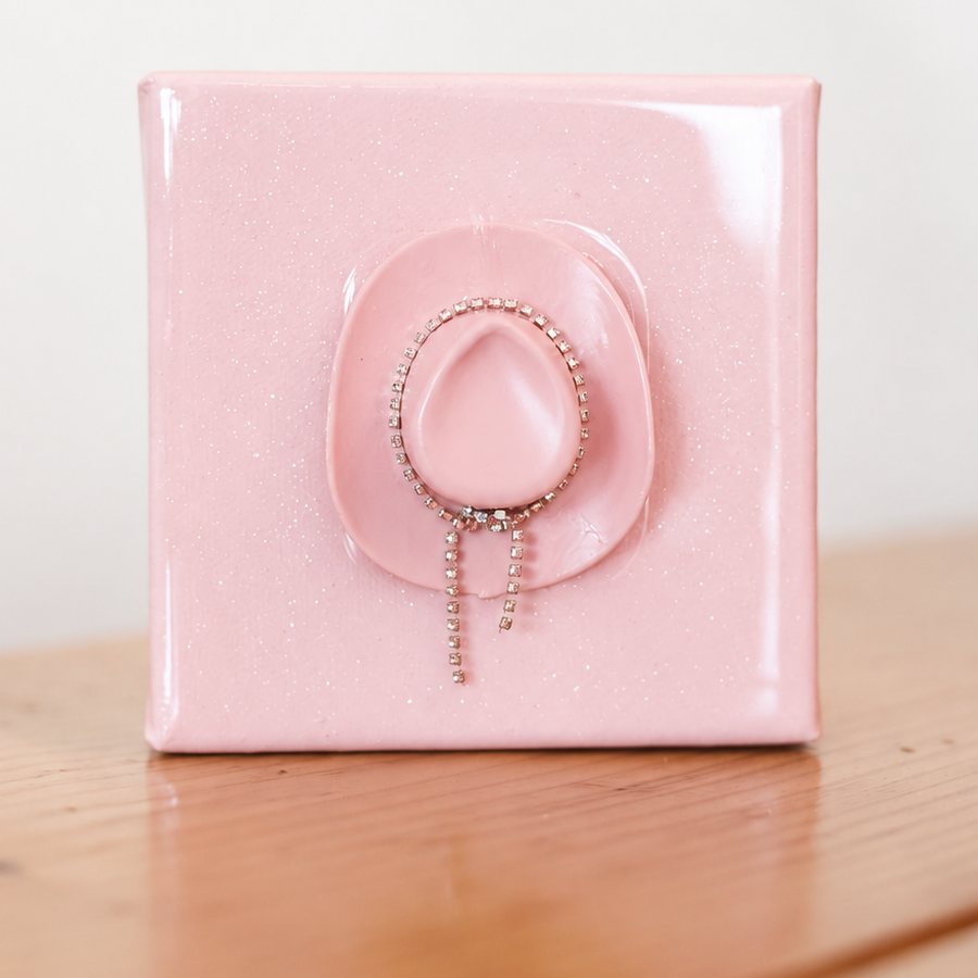 Pink Monochromatic Mini Hat: a 4x4 hand-made mini canvas