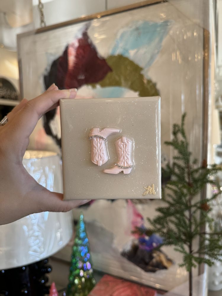 Tan pink boots mini canvas
